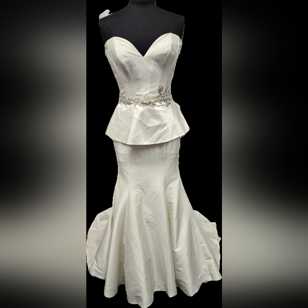 Allure Dark Ivory Strapless Peplum Wedding Dress